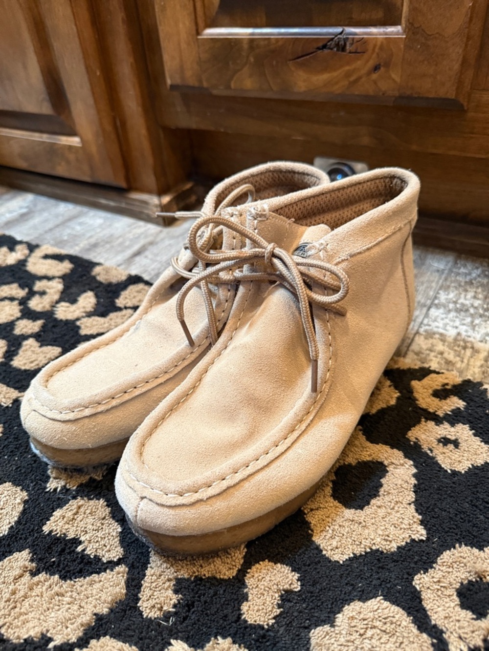 Roper Beige Suede Driving Moccasin-Style Lace-Up Women's Shoes